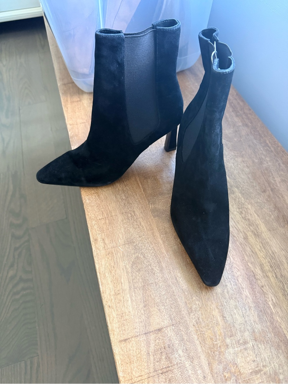 NWOTCharles By Charles David Black Suede Pointed Toe Boots - Picture 2 of 7